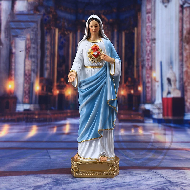 

Christmas Christ Heart Mary Statue Resin Sculpture Decoration Figurine Religious Gift Holy Virgin Maria Christian Catholic Craft