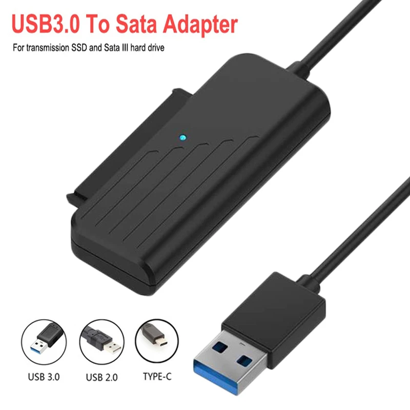 

SATA к USB 3,0 2,0 кабель до 6 Гбит/с для 2,5 дюймового внешнего жесткого диска SSD жесткого диска SATA 3 22-контактный адаптер Type C к Sata III шнур