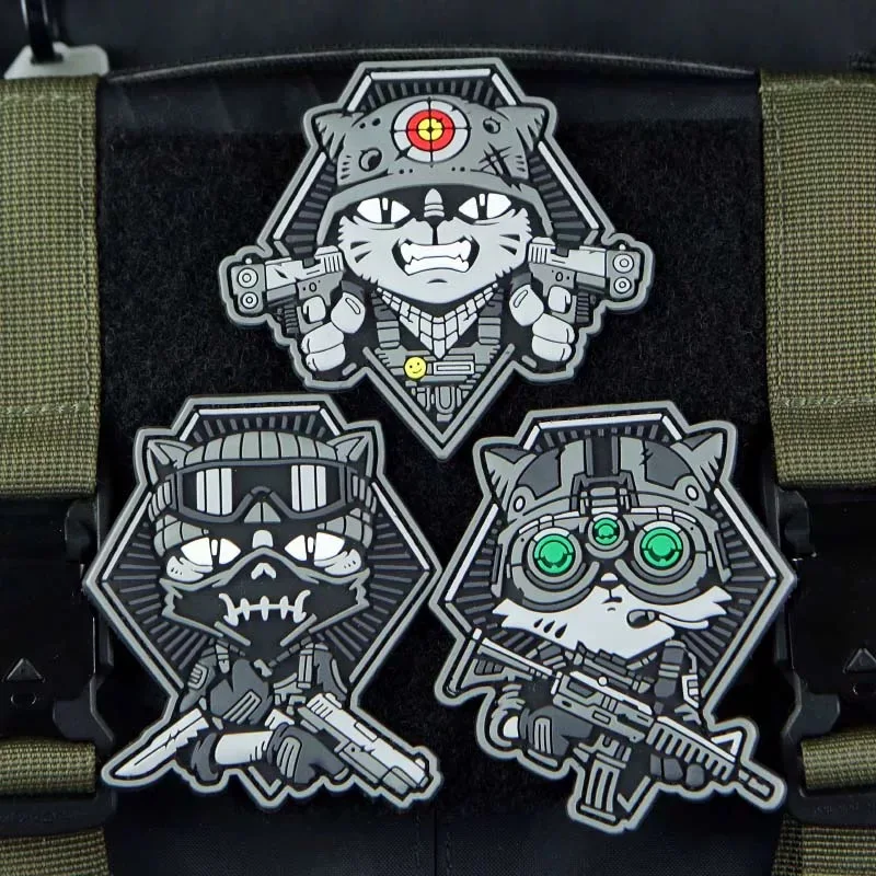 Тактические опрыскивания нашивки с изображением кота спецназ ПВХ боевой значок