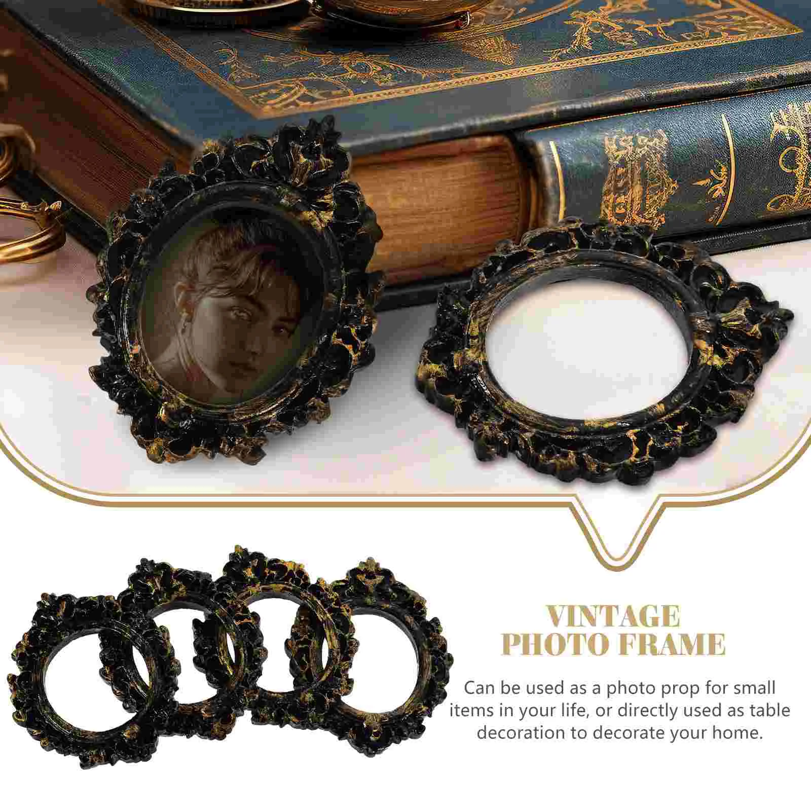 4-шт фоторамка ретро орнамент рамки для фотографий мини-реквизит крошечные