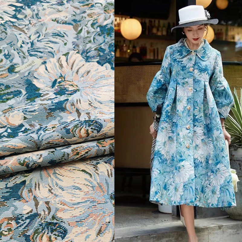 

Пряжа окрашенная жаккардовая ткань французский бренд модный дизайн осень зима для платья ветровка ткань на метр Diy швейный материал
