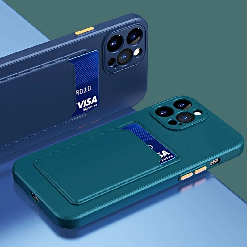 

Luxury Card Holder Phone Case for iPhone 12 14 13 Pro Mini 11 XS Max XR 6S 8 7 Plus TPU Wallet Soft Back Cover Shockproof Coque