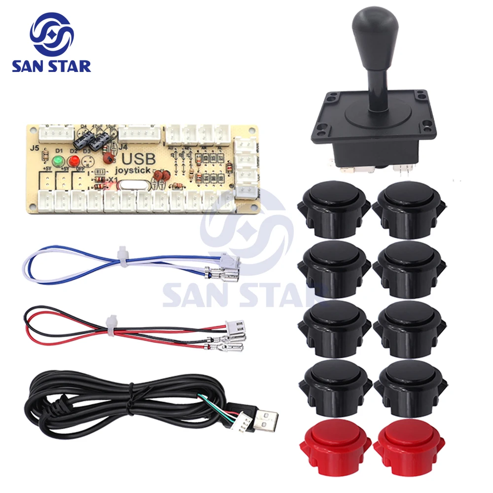 

Pandora Arcade Game Joystick DIY Kit Zero Delay Arcade DIY Kit USB Encoder To PC Arcade Joystick + Push Buttons For Arcade Mame