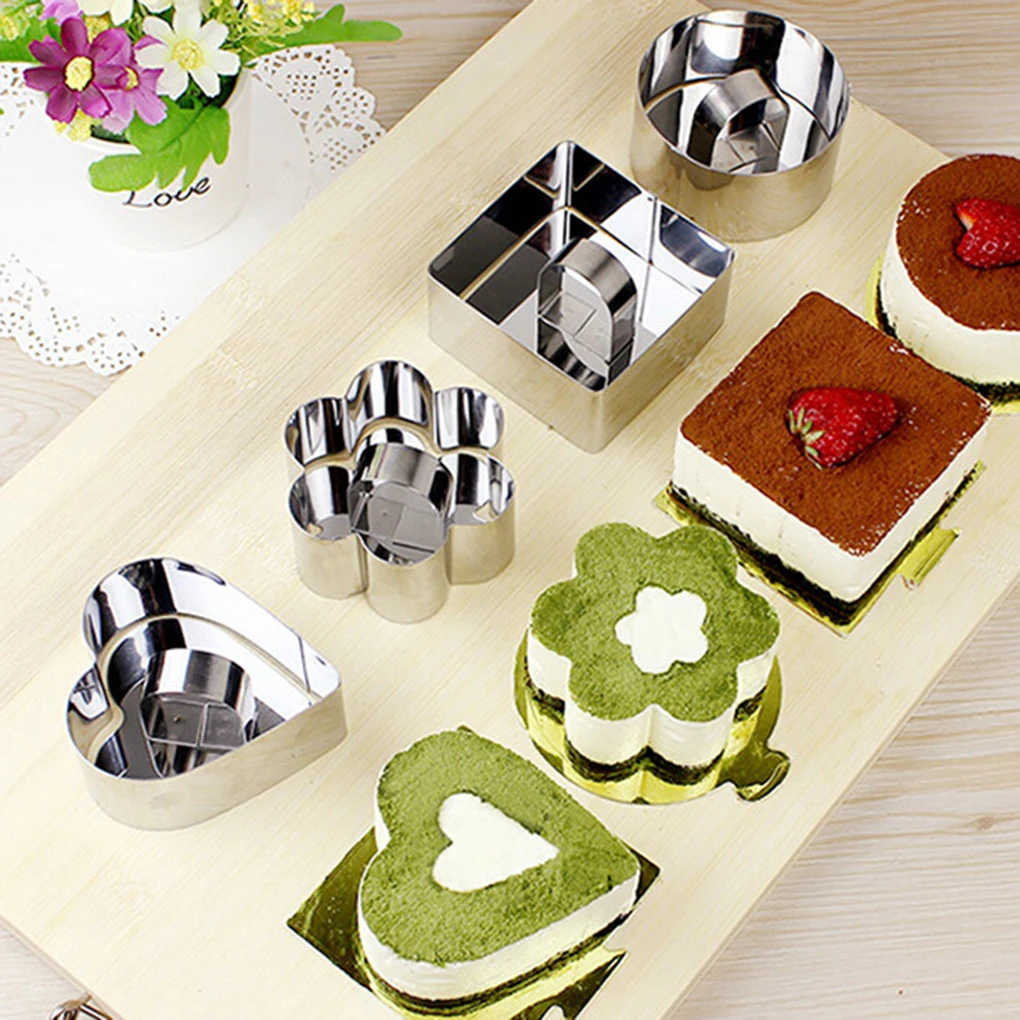 

Retractable Stainless Steel Circle Foam Ring Cake Baking Tool Set Size Shape Adjustable Bakeware Silver For Kitchen Tools