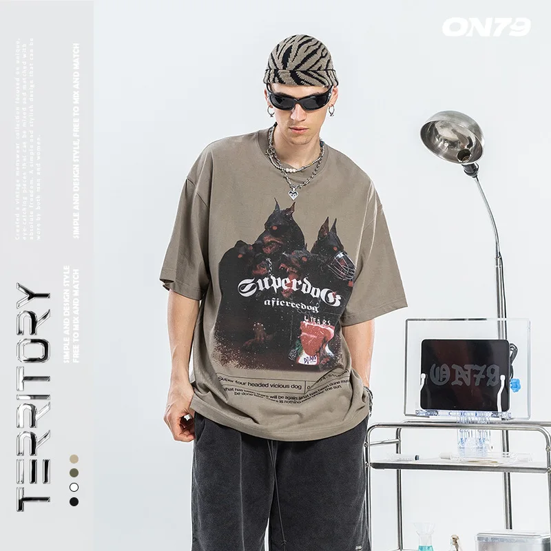 

2022 Men Hip Hop T Shirt Streetwear Doberman Harajuku Funny T-Shirt Summer Short Sleeve Tops Tees Cotton Print Tshirts