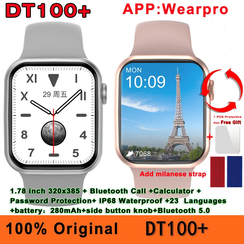 

Original iwo DT100 Plus 1.78 inch Smart Watch 44MM ECG PPG Bluetooth Call Password Protection IP68 Waterproof DT100+ Smartwatch