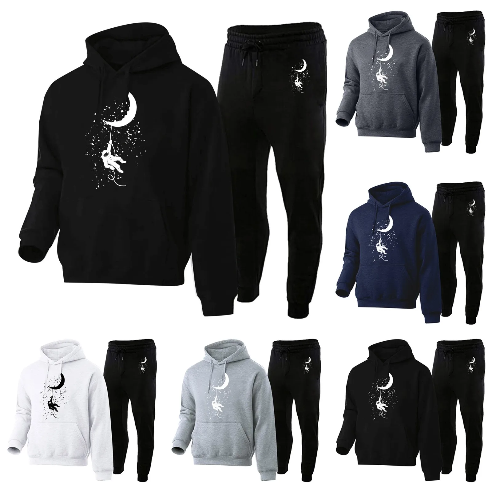 

Мужской осенне-зимний повседневный костюм из двух предметов, бархатная толстовка с капюшоном и брюки с принтом букв и карманами