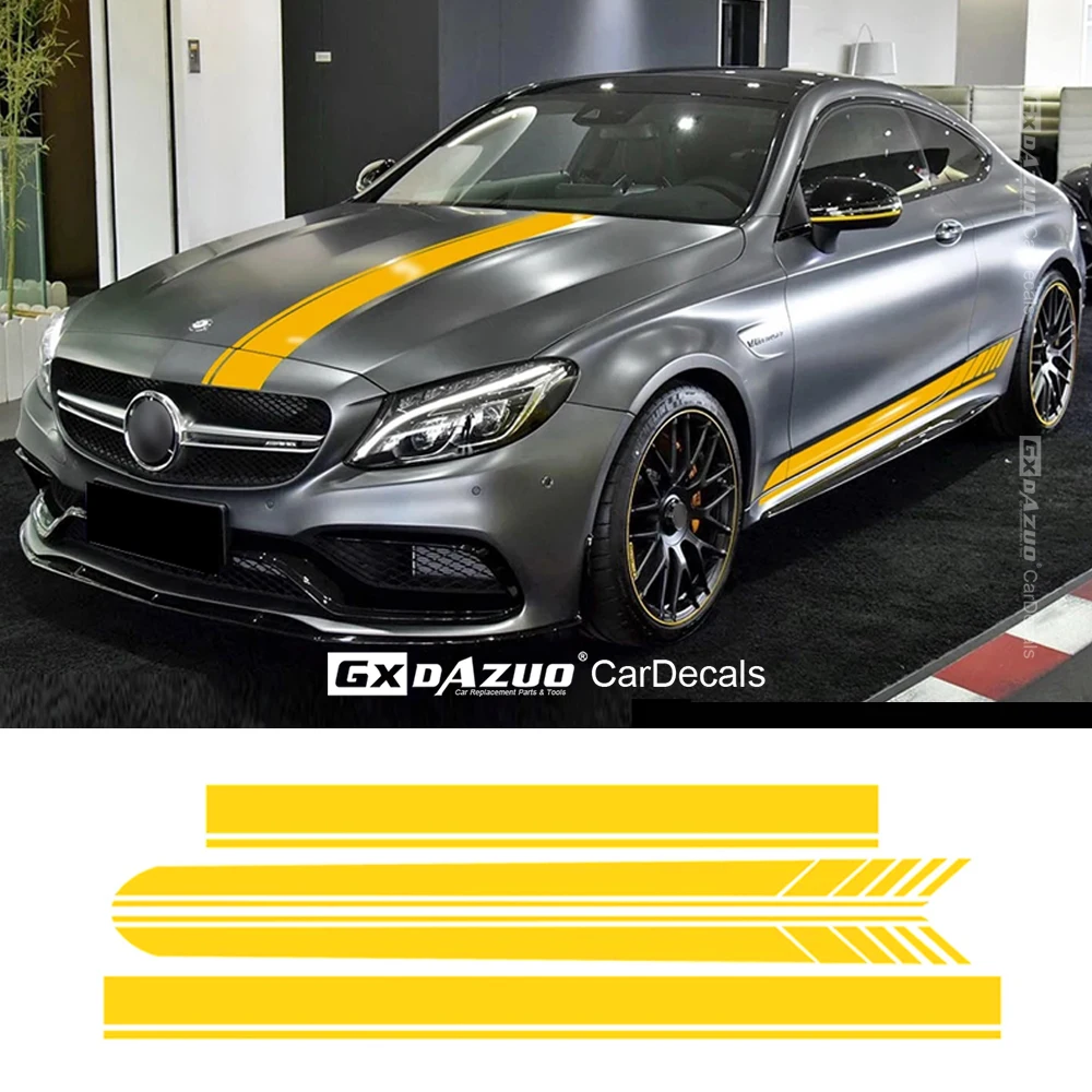 Виниловая наклейка на капот автомобиля крышу гоночная боковая юбка в полоску