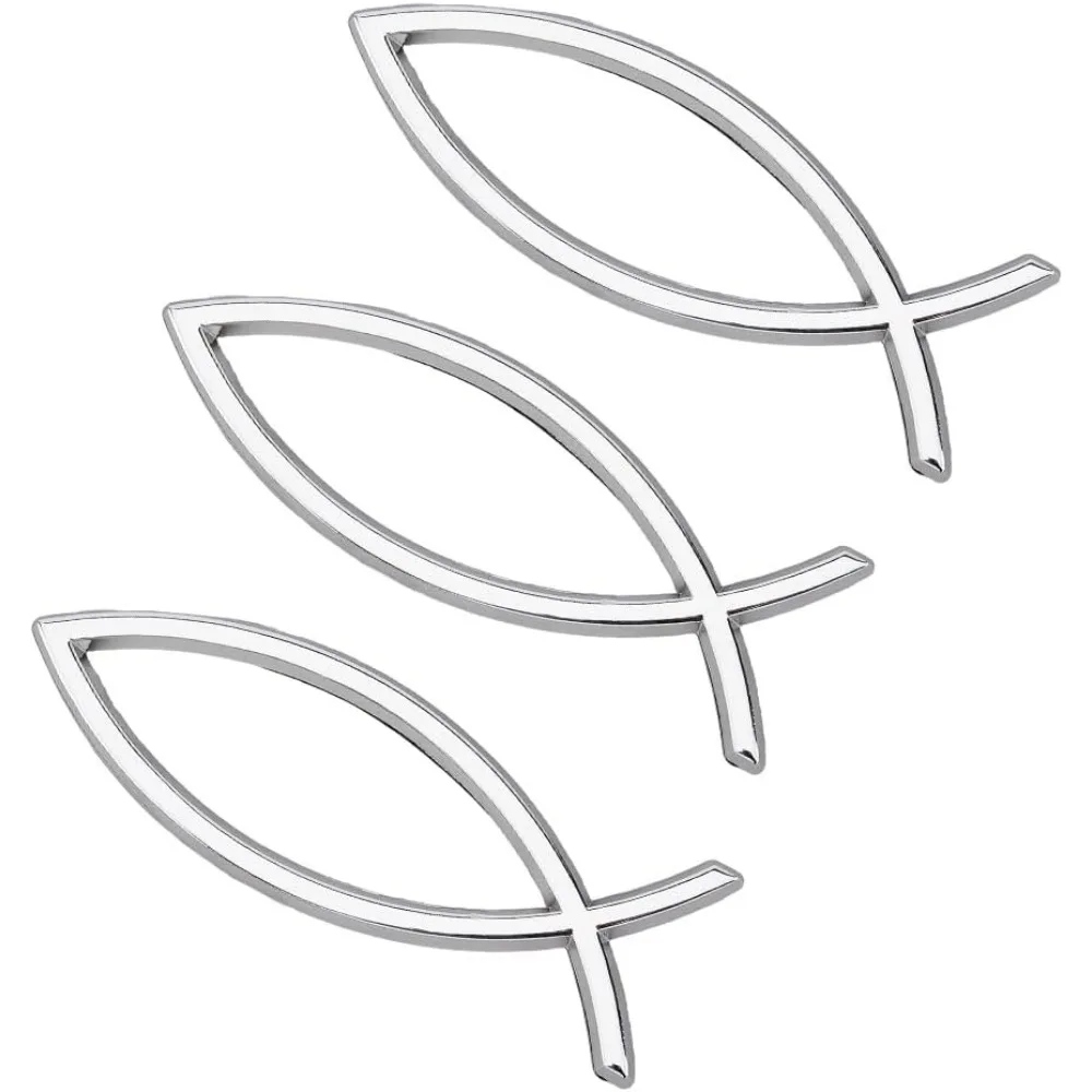 

3 Шт., Серебряные Наклейки Из АБС-пластика В Форме Рыбы, 3D-наклейки С Эмблемой Рыбы Для Автомобилей, Размер 5,5x1,8x0,23 Дюйма