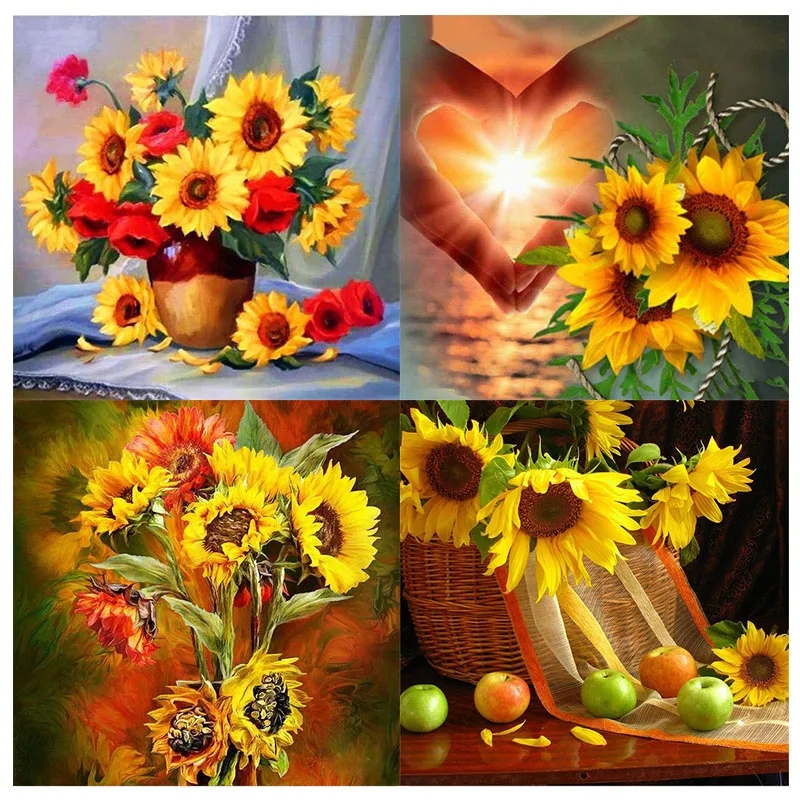 

CHENISTORY Oil Painting By Numbers Sunflowers Acrylic Paints Pictures By Numbers Flower Painting Home Decor