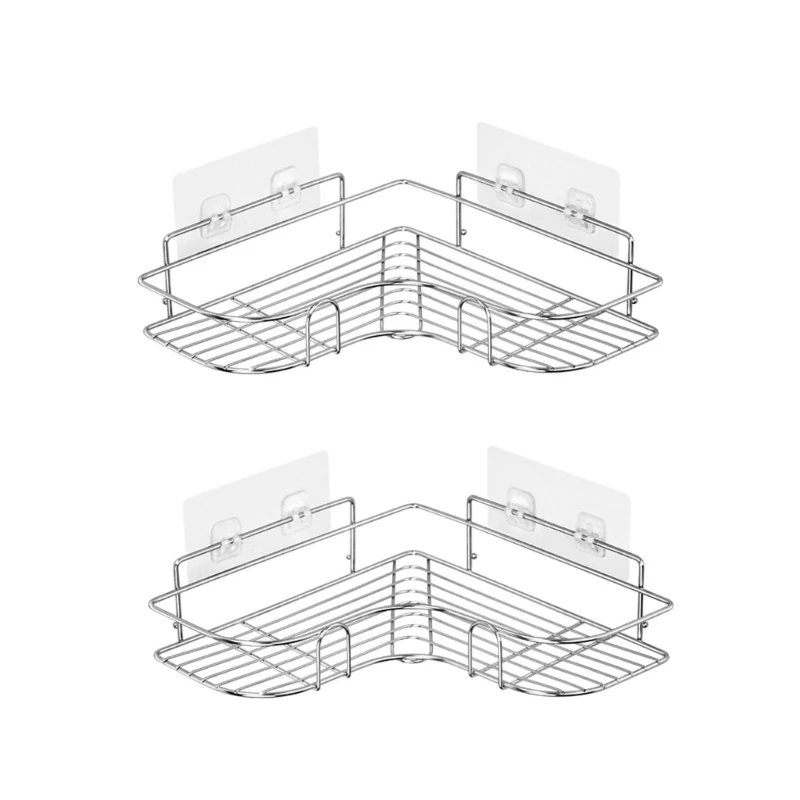 

Stainless Steel Bathroom Shelf Self Adhesive Organize Cosmetic Holder No Punch for Kitchen Bathroom Shower 40JA