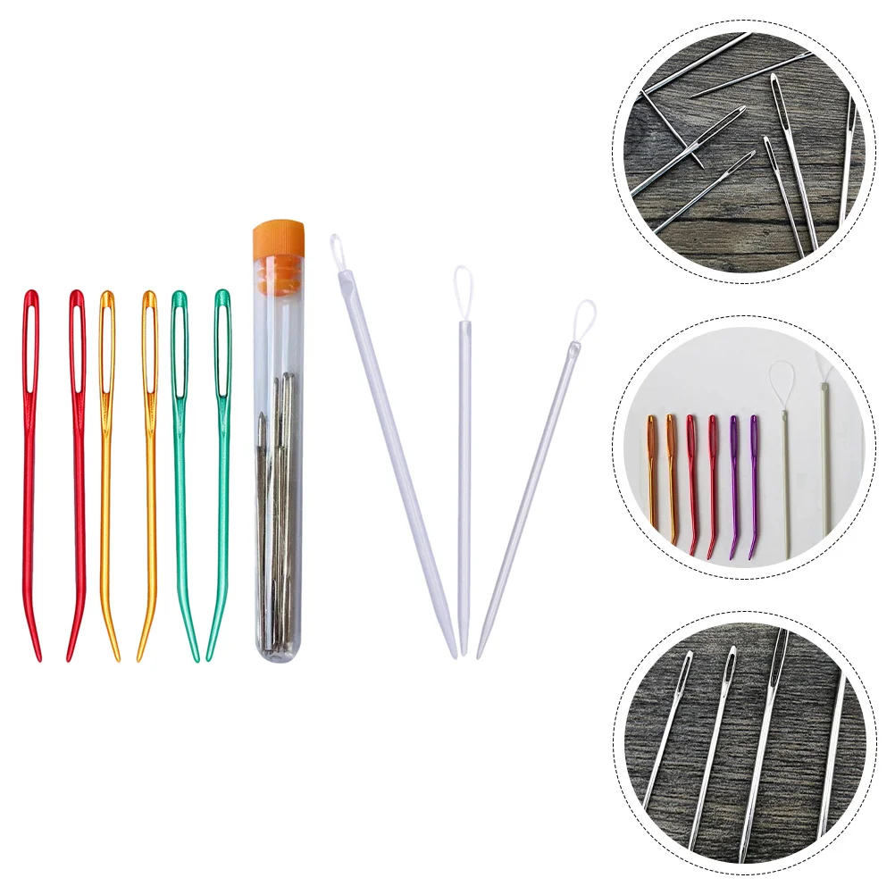 

Sewing Needles Straight Needle Large Eye Yarn Knitting Quilting Embroidery Pin Craft Push Accessories Head Thread Self Cross