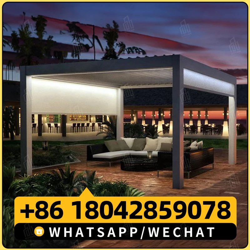 OEM размер 3X3 м 3x4 4*4 4*6 регулируемые жалюзи беседка уличная водонепроницаемая