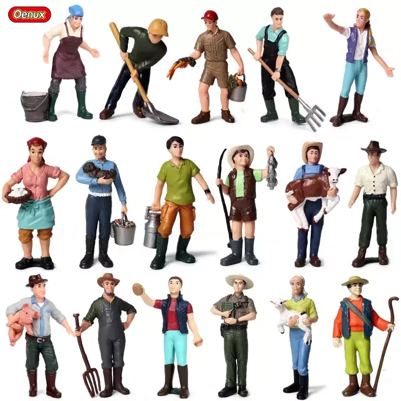 

New Farmer People Model Simulation Farm Staff Feeder Action Figures Pig Animals Figurine Miniature Lovely Toys For Kids