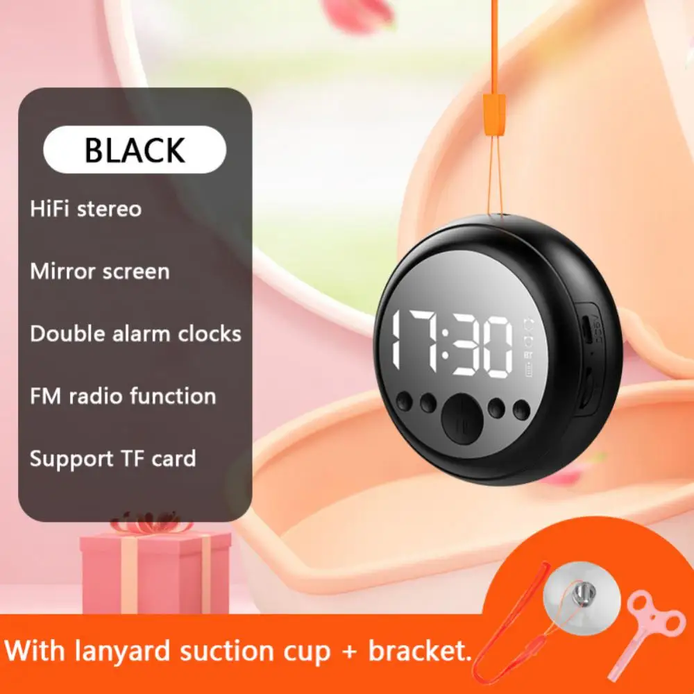 

Buletooth-compatible 5.0 Outdoor Loudspeaker Super Volume Speaker Hifi Stereo Mini Audio Round Shape Mirror Alarm Clock