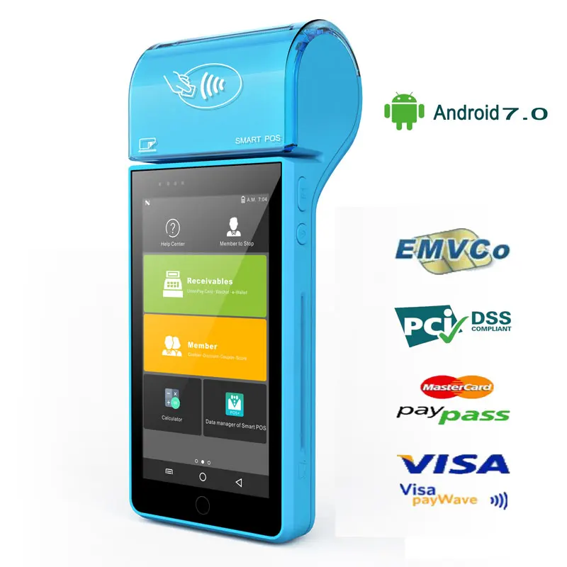 HBAPOS PDA Android 7 0 портативный POS-терминал встроенный 58 мм Термальный чековый принтер