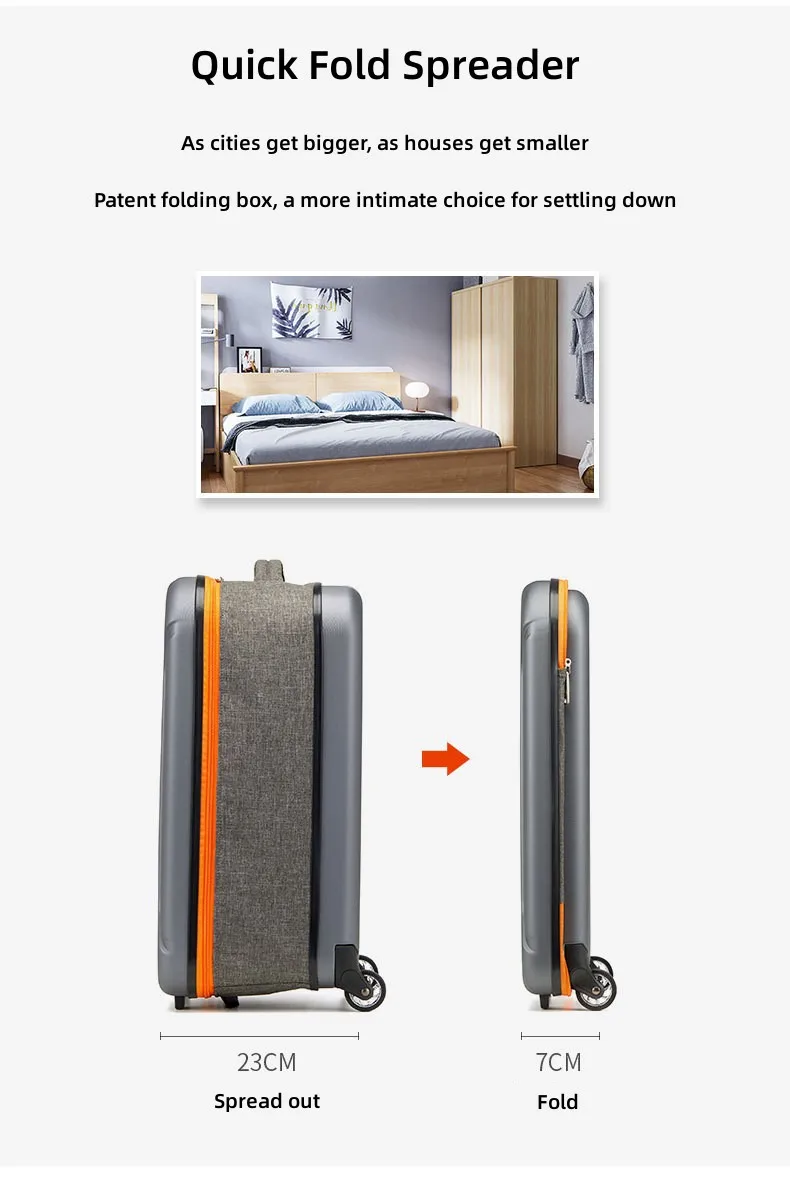 24 In Suitcase Travel Suitcases Men And Women Bag Foldable Offers With Wheels ABS+PC Capacity 37L 2.85kg Unisex Rolling Luggage