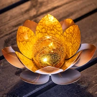 solar lights outdoor garden decor amber crackle globe glass lotus lights decoration for patio porch pathway walkway tabletop