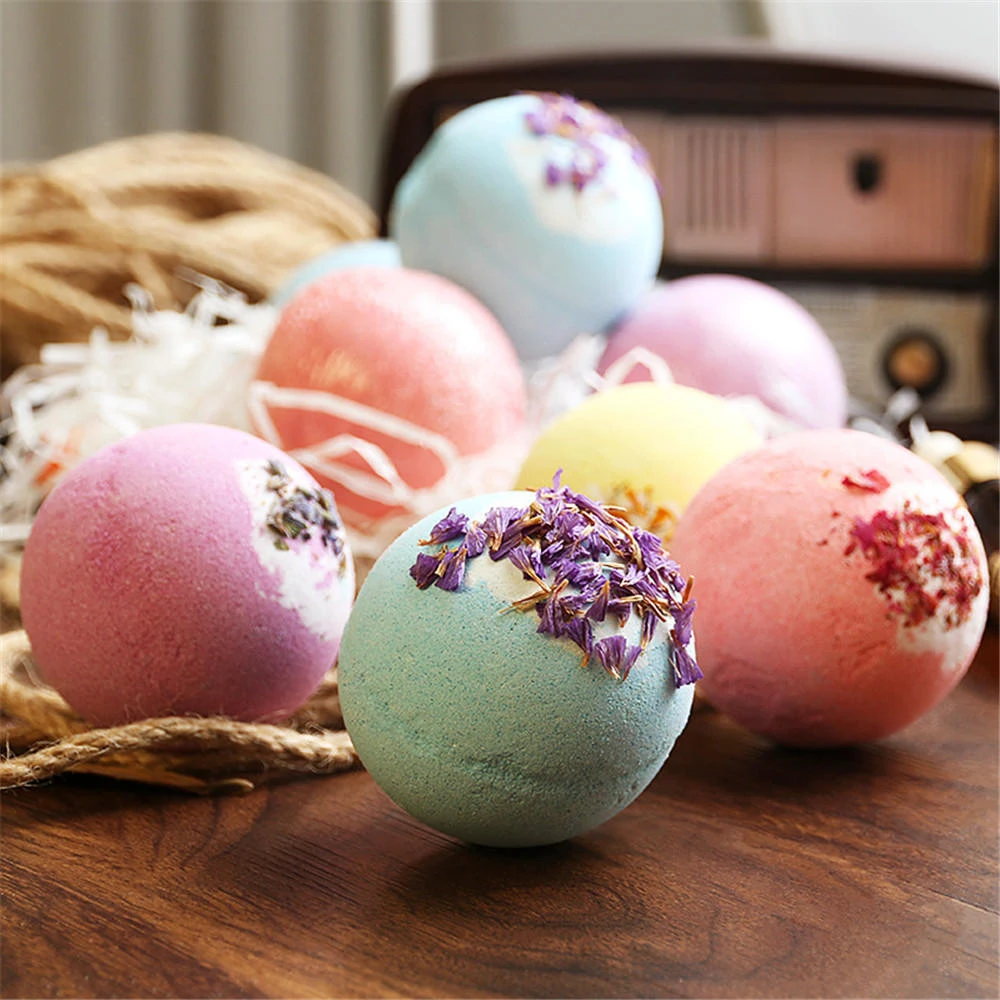 100g Dried Flower Bath Salt Ball 4 Packs Bath Bomb Set Lavender Fragrance Adult Spa Foot Bath Salt Ball Bath Ball Bath Bomb