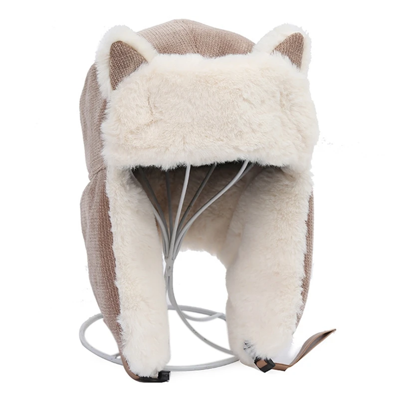 

Winter Cold-proof Warm Cotton Hat Cat Ears Cap 2021 Winter Russian Hat Women Warm Earmuffs Thicken Ear-flapped Hat bonnet