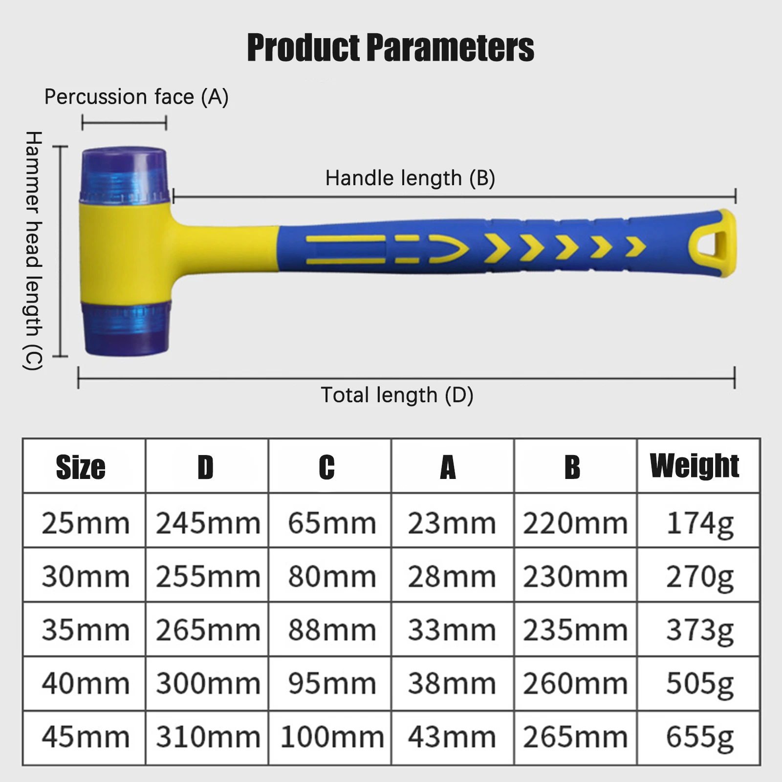 

Installation Hammer Home Tool 25/30/35/40/45mm Soft Tile Doors And Windows Removable Ergonomically Designed Handle Hand Tools