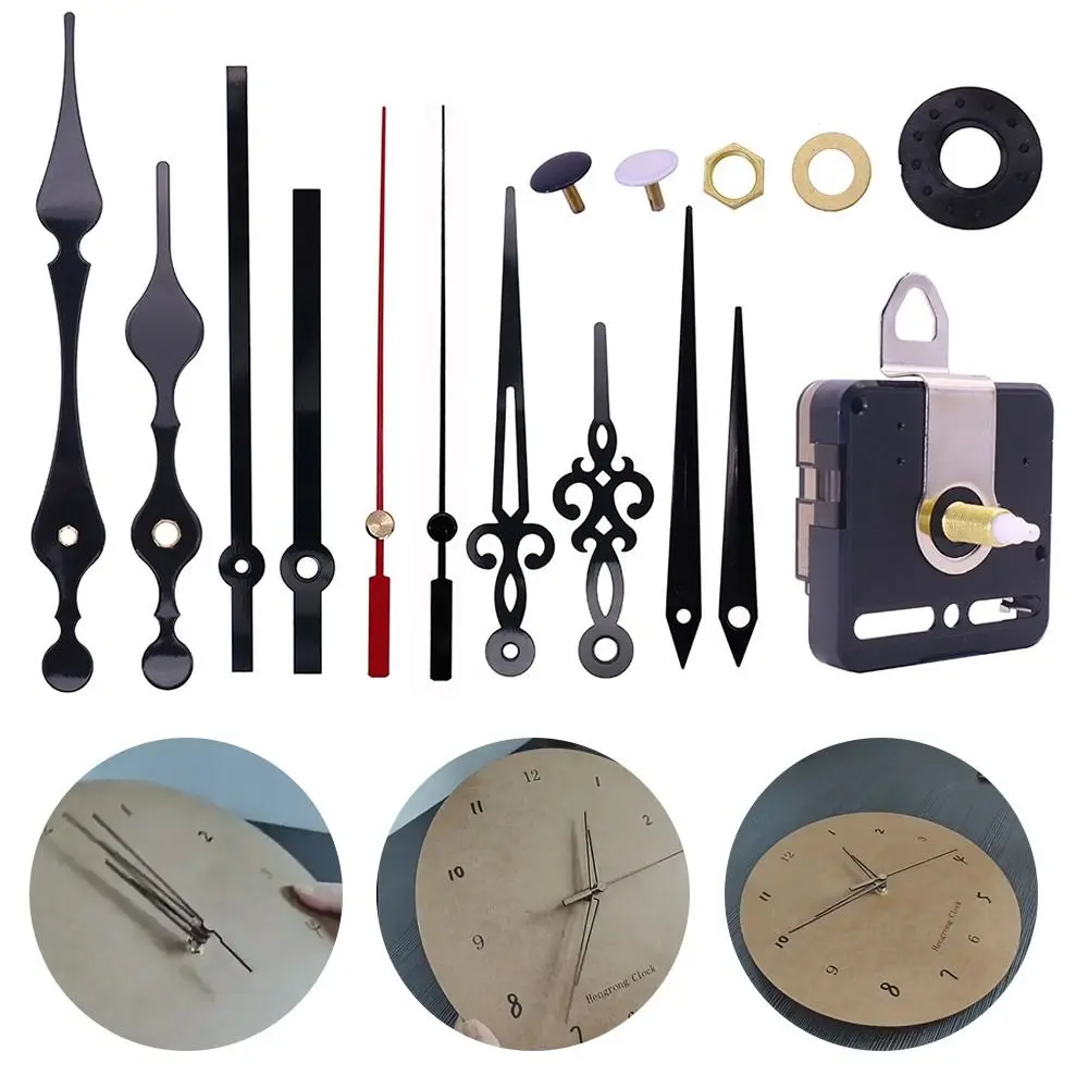 Тихие черные часы часовой механизм сканирование секунд с 4 комплектами