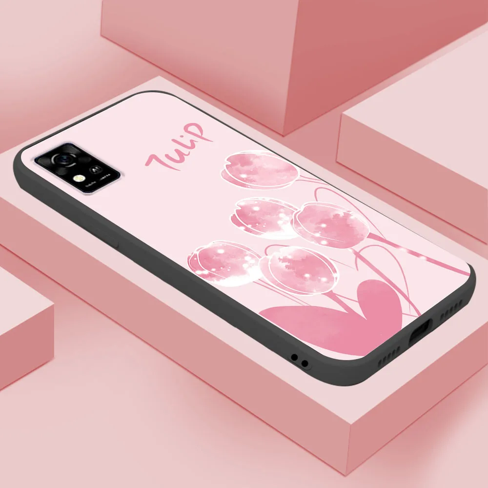 Чехол для ZTE Blade A31 A51 чехол A71 мягкий силиконовый с милыми цветами A 51 черный бампер