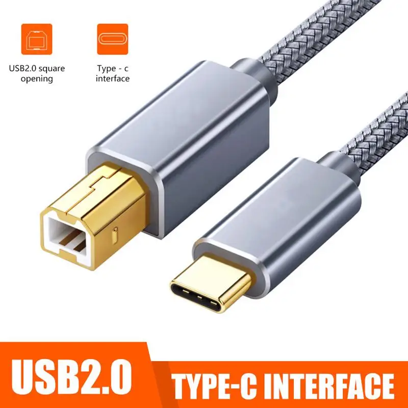 

Кабель для принтера с USB C на USB B 2,0, шнур для принтера, сканера, квадратный кабель контроллера для MacBook Pro, для ноутбука
