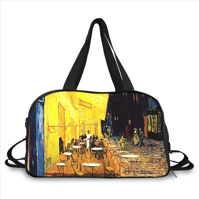 Van gogh art painting 3D printing fashion trend portable large capacity multi-function messenger bag travel bag