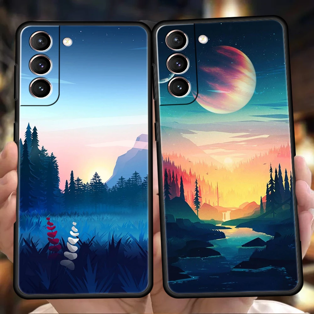 

Painted Scenery Phone Case For Samsung S22 S20 S21 FE Note S21 20 10 Ulrta S10 S10E S9 M21 M22 M32 M31 5G Plus TPU Shell Fundas