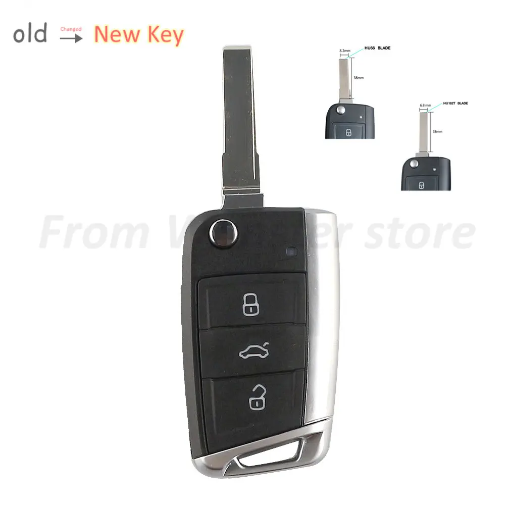 

3 Buttons Car Remote Key Case Key Shell Key Housing for Volkswagen VW MQB Gollf 7 for Skoda Octavia A7 HU66 HU162T Key Blade
