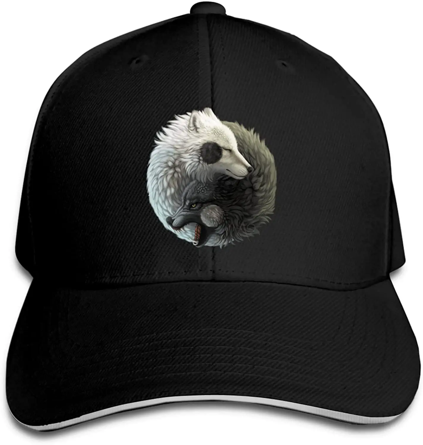 

Unisex Ying Yang Wolves Baseball Cap Adjustable Hat Sandwich Cap Hip Hop Hats
