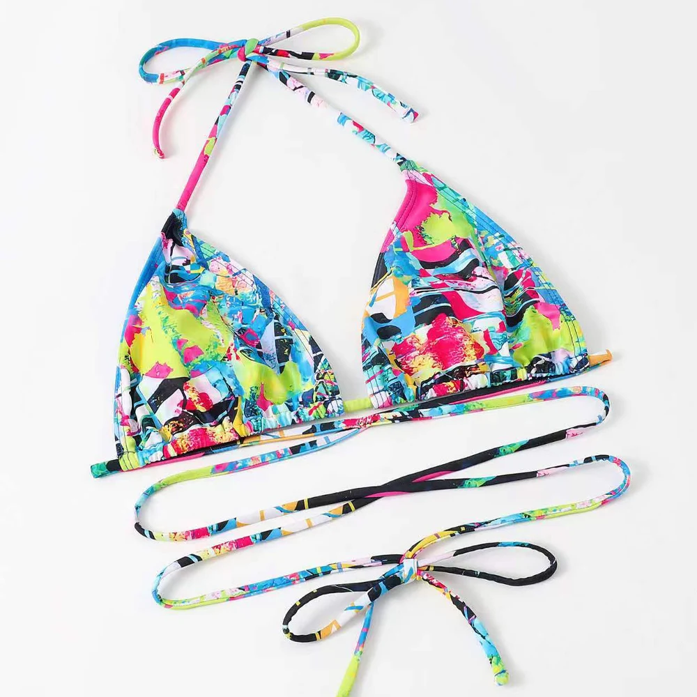 Комплект бикини женский с длинным рукавом и юбкой эффектом пуш-ап