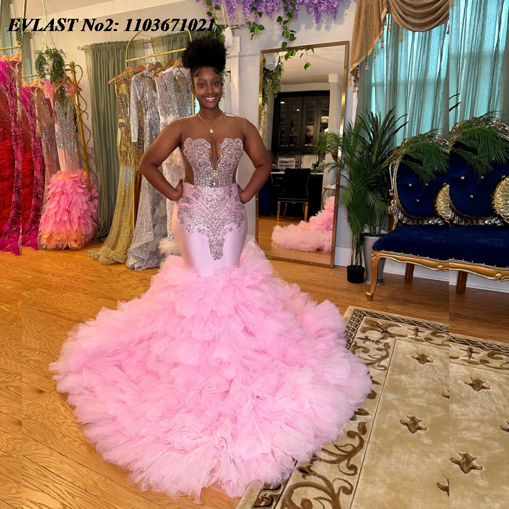EVLAST индивидуальное блестящее розовое платье русалки для выпускного вечера