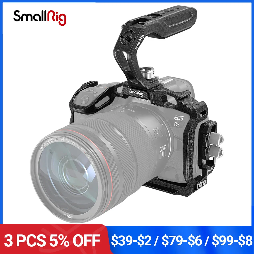 

SmallRig Black Mamba Camera Cage with HDMI cable clamp and Top Handle Kit for Canon EOS R5 & R5 /EOS R6 Camera 3233/3234
