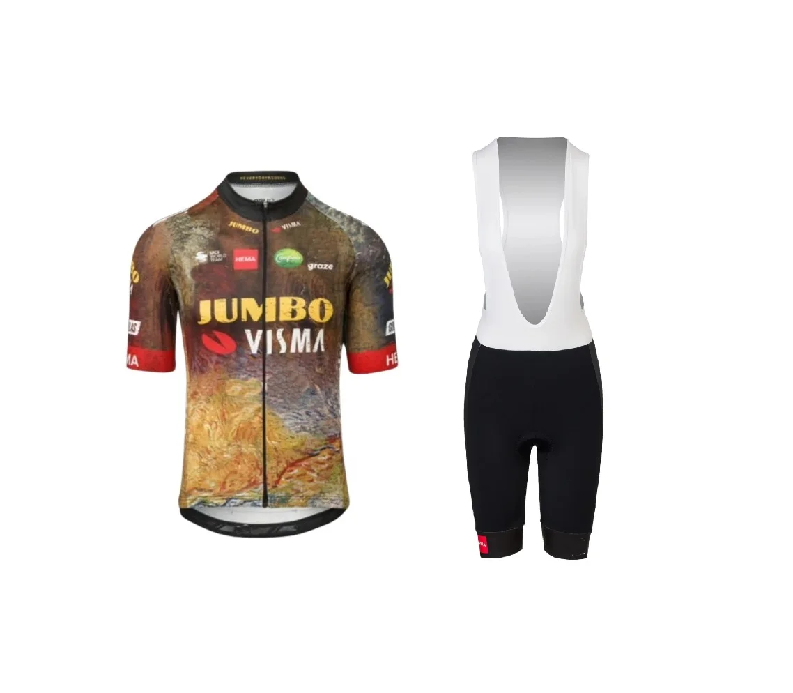 

LASER Cut 2022 JUMBO VISMA TEAM Men's Cycling Jersey Short Sleeve Bicycle Clothing With Bib Shorts Quick-Dry Ropa Ciclismo