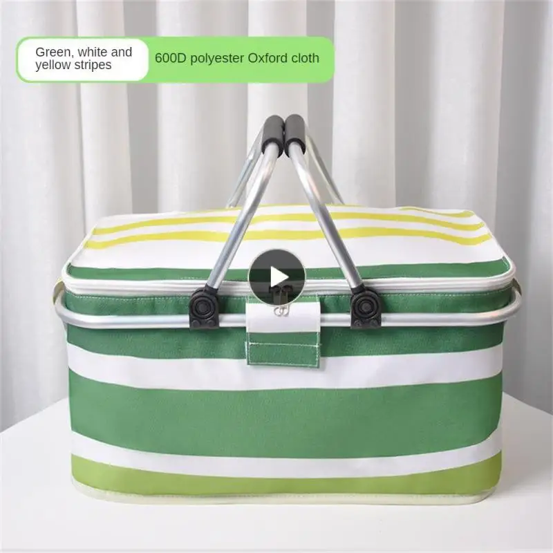 

Изолированная Корзина для пикника, цветная Корзина для пикника большой вместимости, сине-белая складная сумка для хранения пикника, товары для хранения