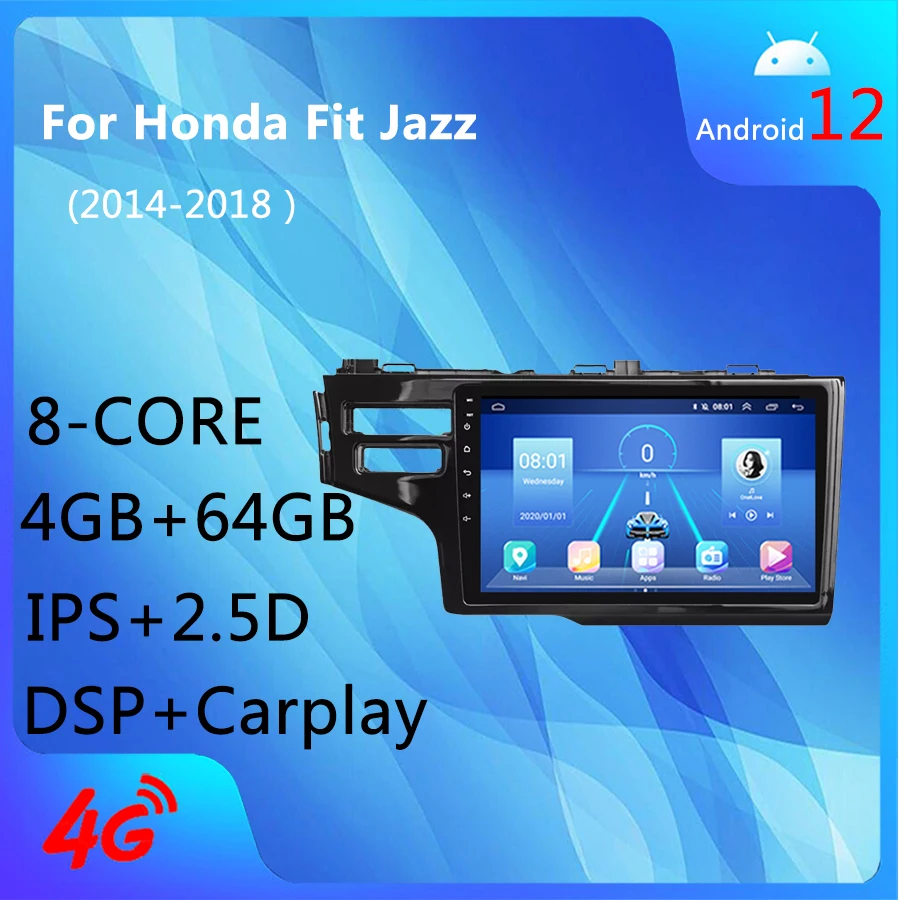 

Android 12,0 4G + WIFI 8 ядер 4 + 64 ГБ Carplay DSP AM AHD GPS навигация автомобильный Радио медиаплеер для Honda Fit 2014- 2018