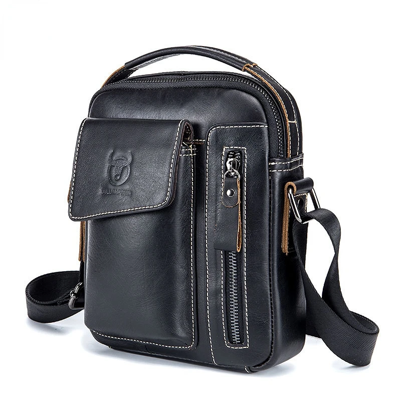 Fashion Desigh Men's Crossbody Bag Casual Soft Genuine Cowhide Leather Vertical Mobile Chest Bag