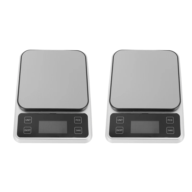 

2X Digital Food Scale, 5000G/0.1G Kitchen Scale Weight Grams And Oz For Cooking Baking, Stainless Steel, HD LCD Display