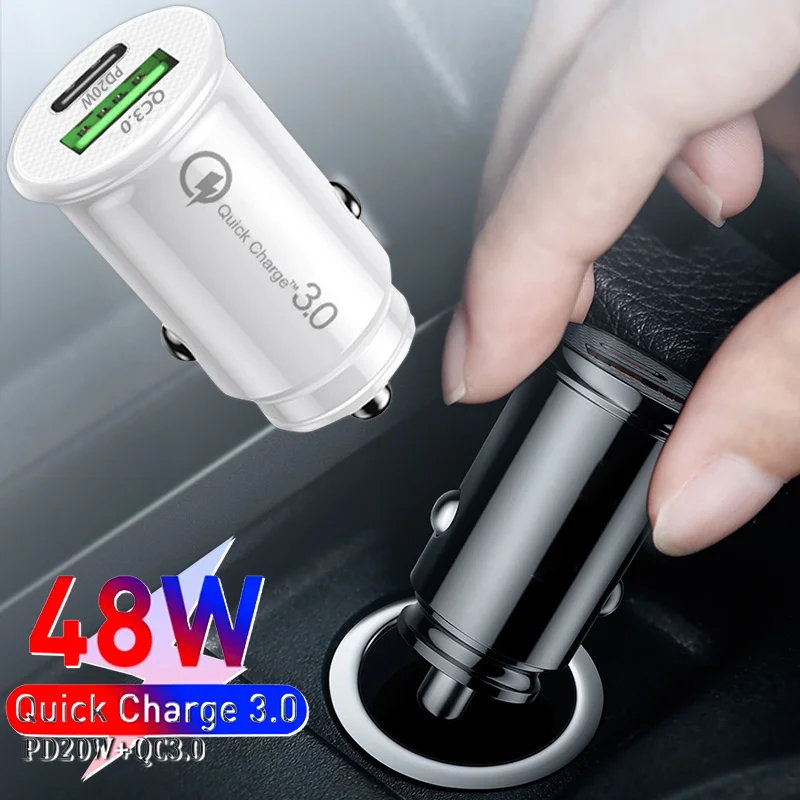 

48W 12V-24V USB Type C PD 3.0 Dual Car Charger Adapter 2 Port Cigarette Socket for iphone 12 13 pro xiaomi/huawei Berserk