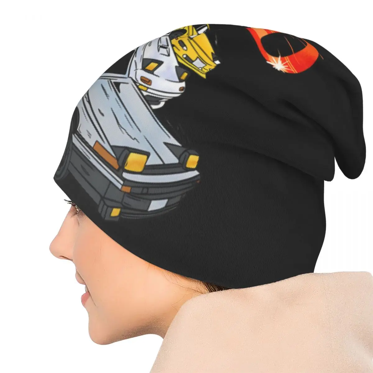 Шапки-бини Initial D шапки-бини с винтажными наклейками тонкая шапка на осень и весну