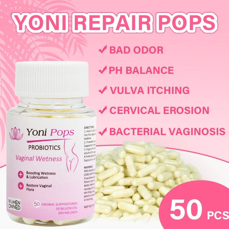 

50 Pcs Probiotics Yoni Repair Pops Suppositories Vulva Itching Dryness Vagina Odor Yeast Infections Vaginal Tightening Capsule
