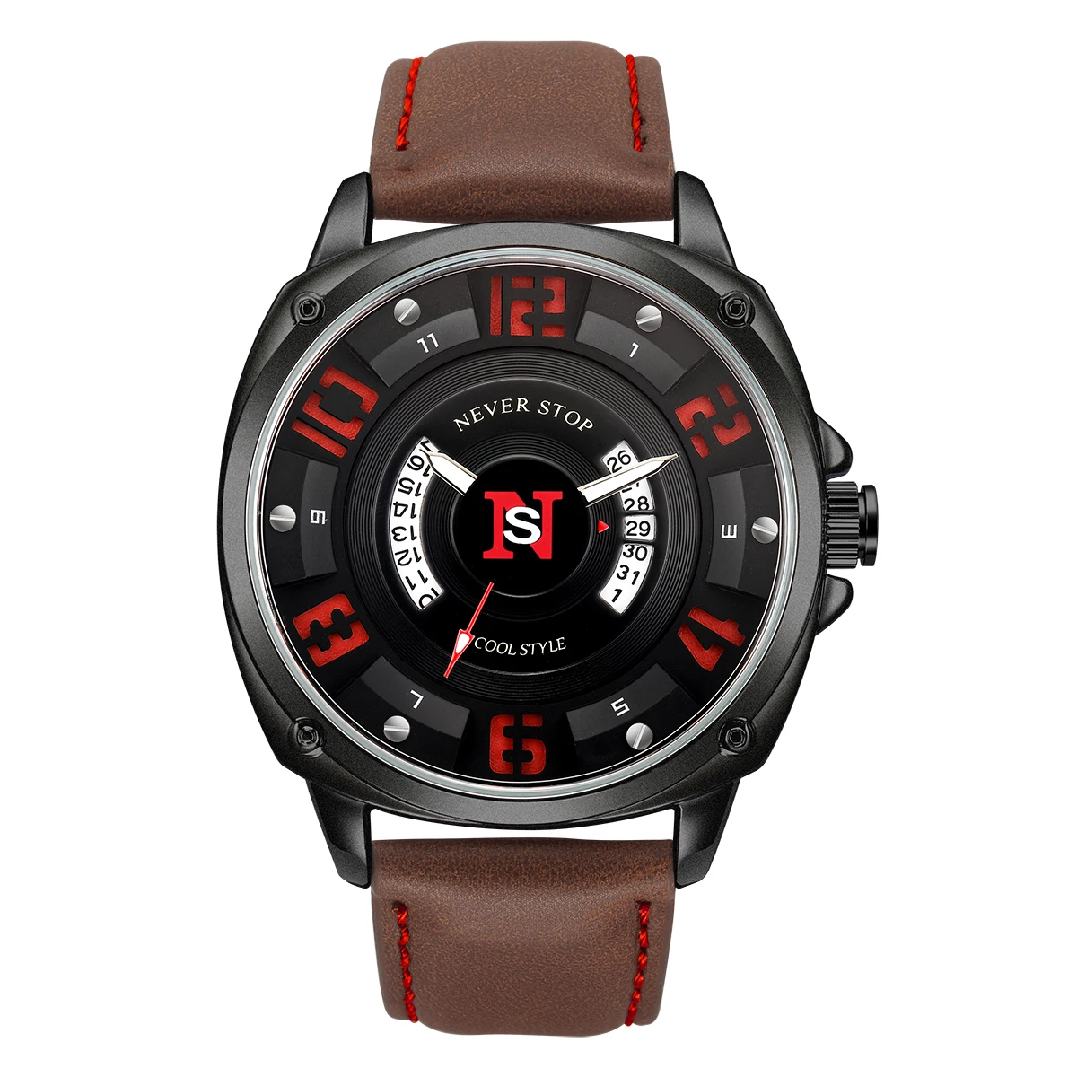 

Simple cool style design men's watches casual leather buckle watch for men men's 3 bar waterproof calendar quartz watch