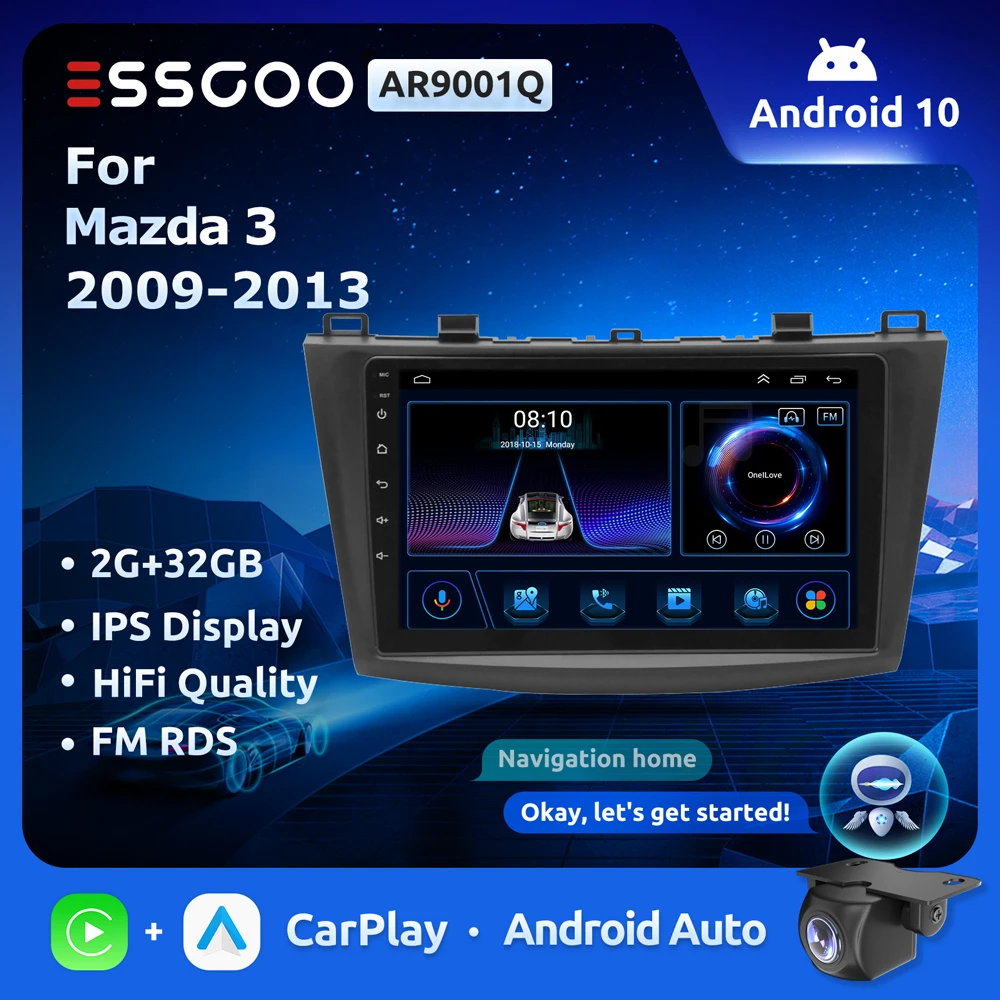 

Автомобильный радиоприемник ESSGOO 2 Din Android 10 для Mazda 3 II 2009-2013 CarPlay, автоматический мультимедийный видеоплеер, 2din, аудио, стерео, головное устройство