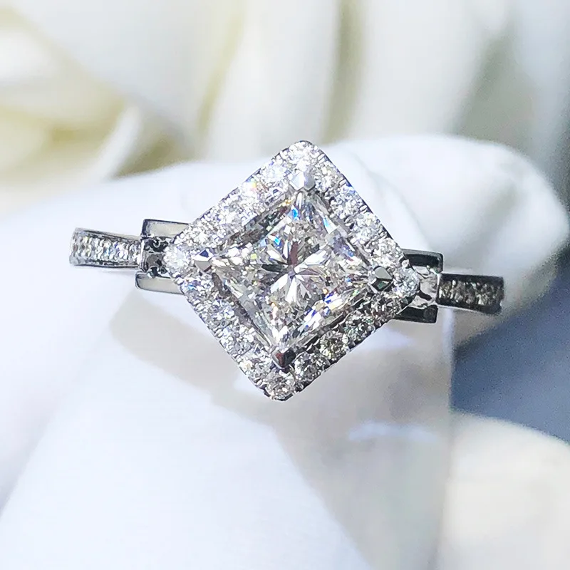 

Newly Designed Square Shaped CZ Rings Modern Women's Finger Accessories High-quality Silver Color Wedding Bands Jewelry