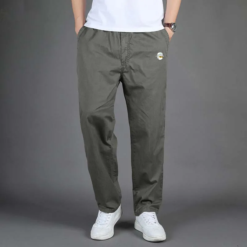 Men's Wear For Men Malbon Golf Summer Thin Solid Color Cotton Sweatpants Streetwear Loose Overall Straight Pants Work Clothes