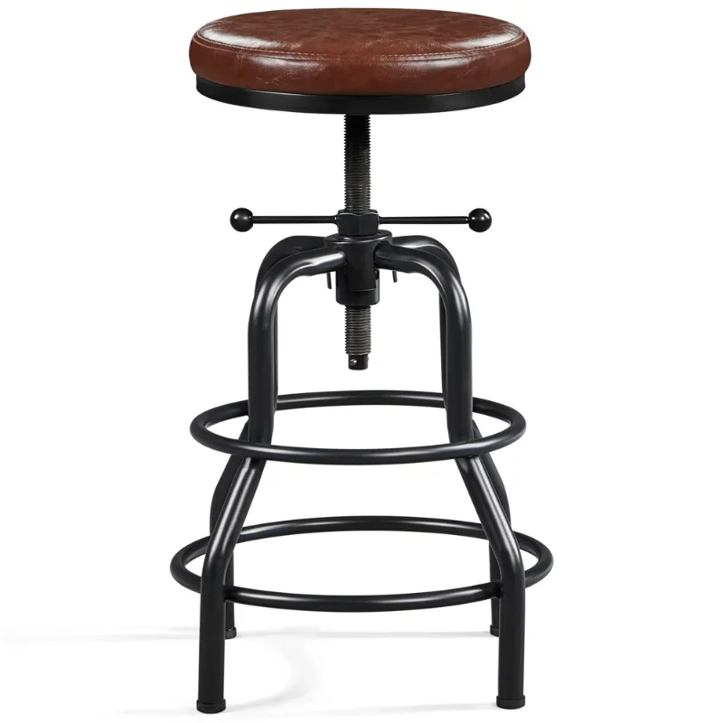 

Винтажный барный стул из искусственной кожи с металлическими ножками для кухни, ресторана, коричневый