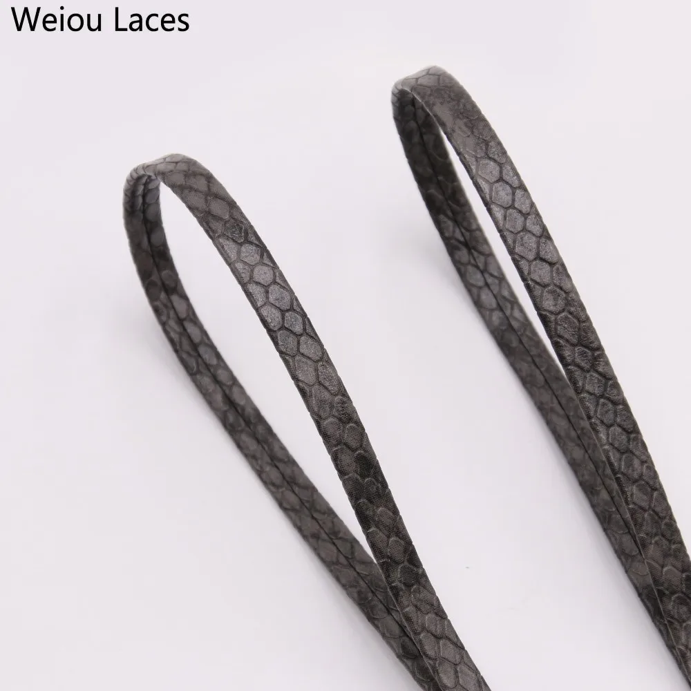 (30pairs/Lot) Weiou EXCLUSIVE Brand New 7mm Flat Snakeskin Leather LE Custom Shoelaces unisex fashion Luxury boot shoe laces