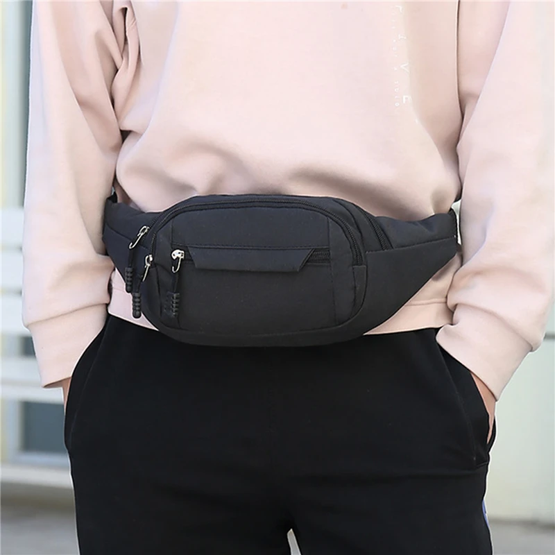 Fashion Men Women Waist Bag Casual Pack Purse Large Phone Belt Bag Pouch Canvas Outdoor Travel Phone Bag Hip Bags